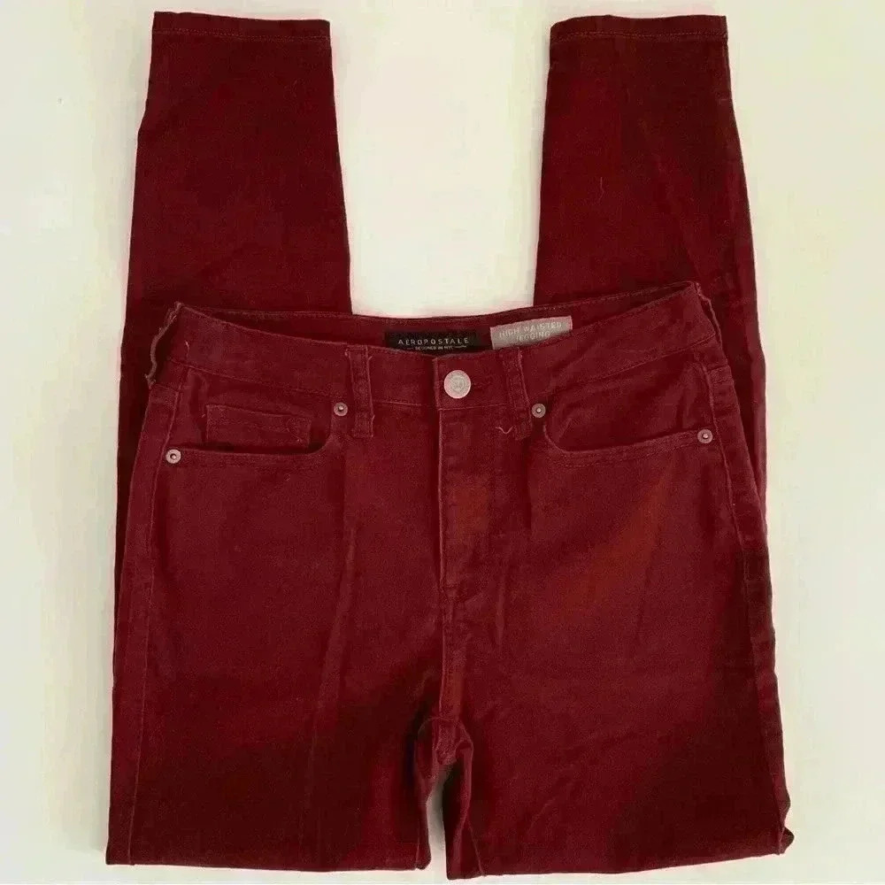 Aeropostale Maroon High Waisted Jegging Women's Size 4